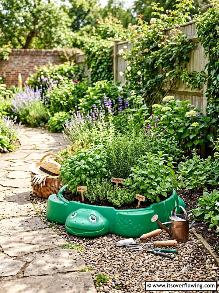 Sandbox herb garden - 25 recycled garden ideas with old toys