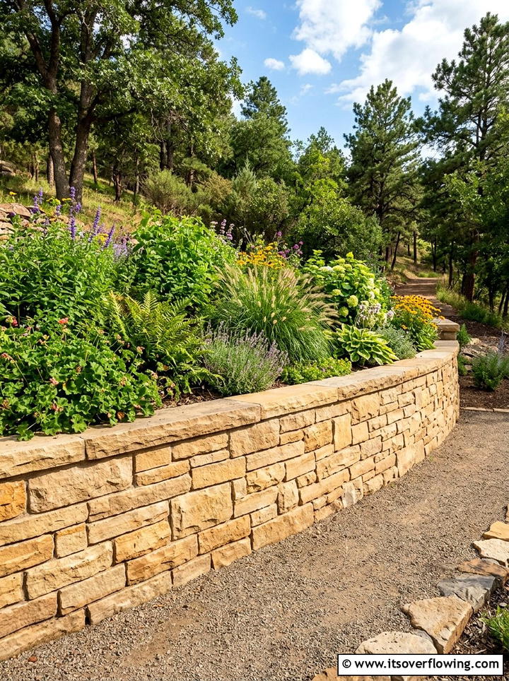 Sandstone Retaining Wall - 25 garden decor ideas with neutral tones