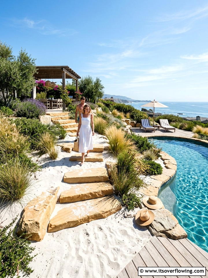 Sandstone Steps In Sand - 25 backyard ideas with stepping stones