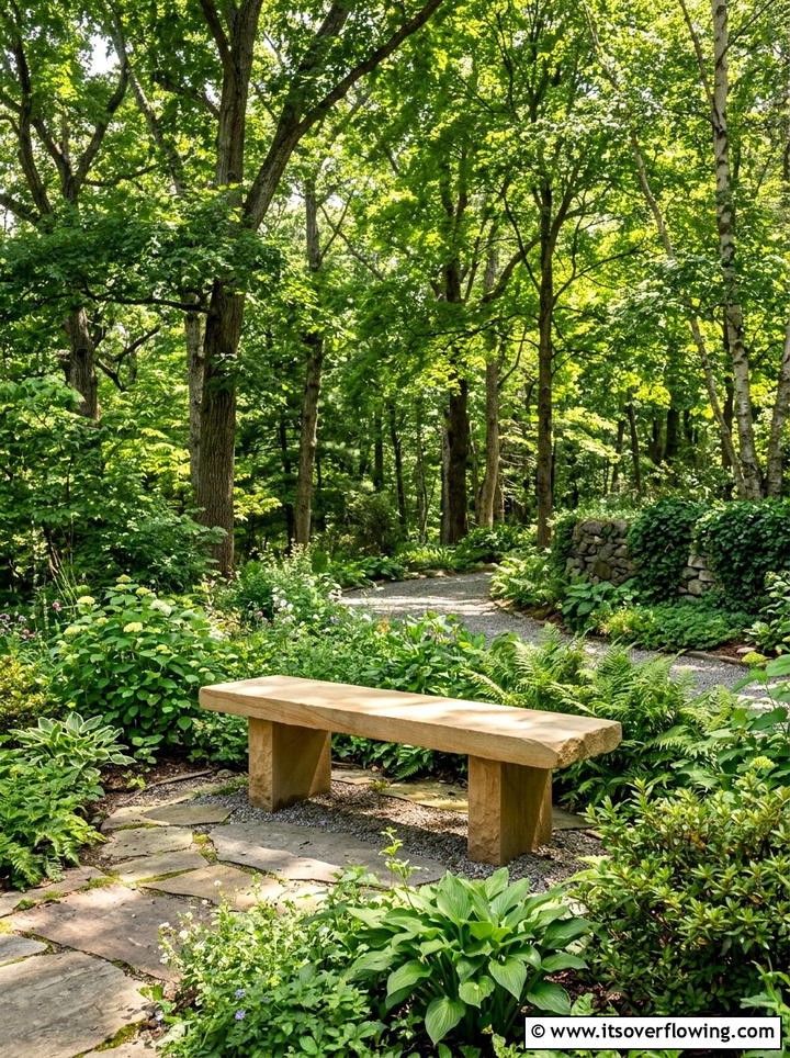 Sandstone garden bench - 25 garden ideas with rocks