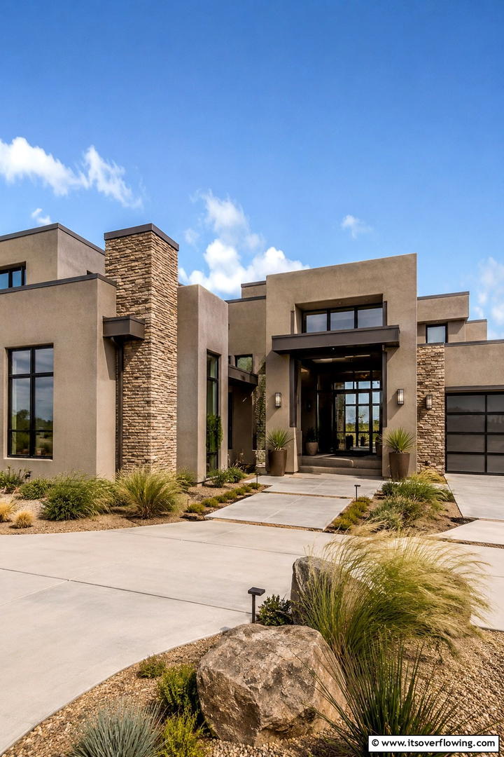 Sandy Taupe Balance - 30 Stucco Color Ideas for Modern and Timeless Home Exteriors