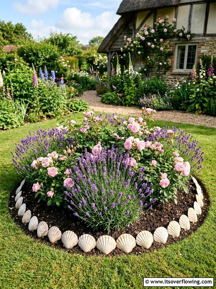 Scallop shell border - 25 garden decor ideas with shell accents