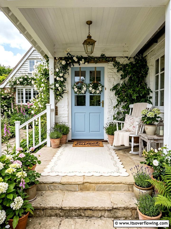Scalloped Edge Layered Rug - 25 front porch ideas with layered doormats