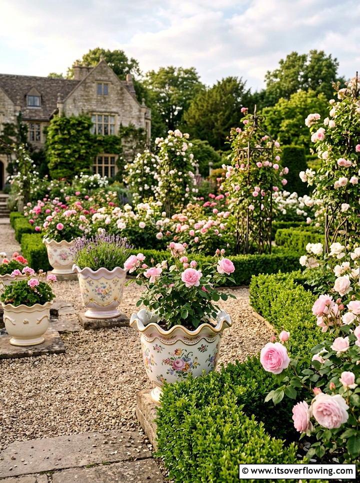 Scalloped Edge Painted Pots - 25 garden ideas with painted pots