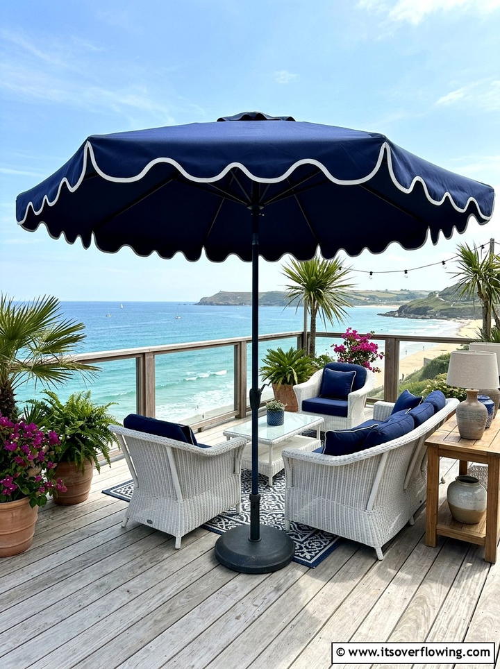 Scalloped Edge Patio Umbrella - 25 garden decor ideas with umbrellas