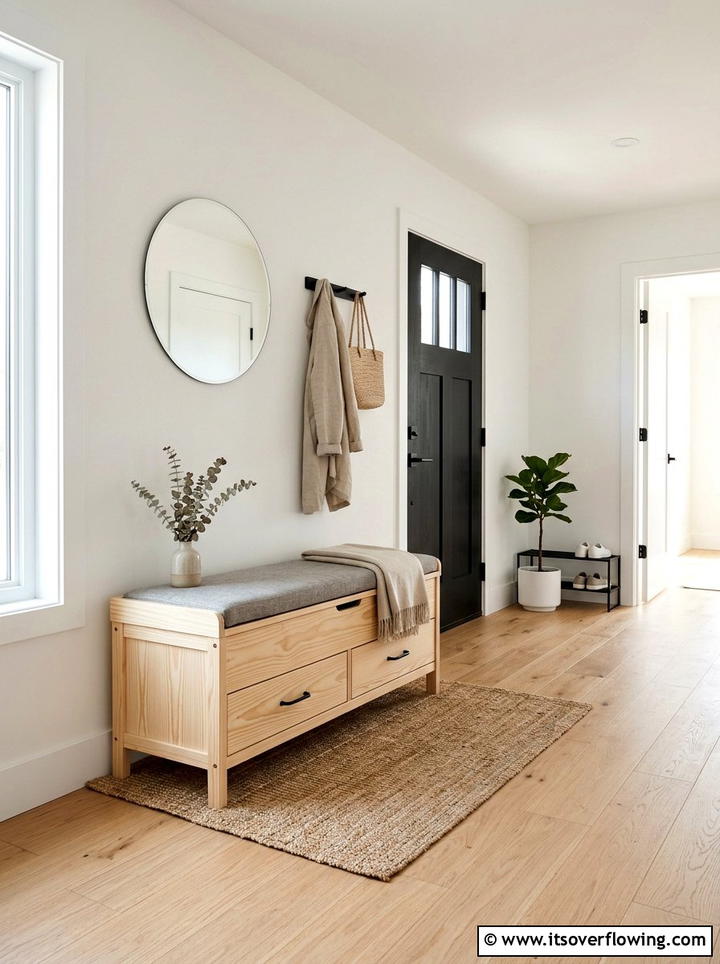 Scandi Light Wood Storage Bench - 25 front porch ideas with storage bench