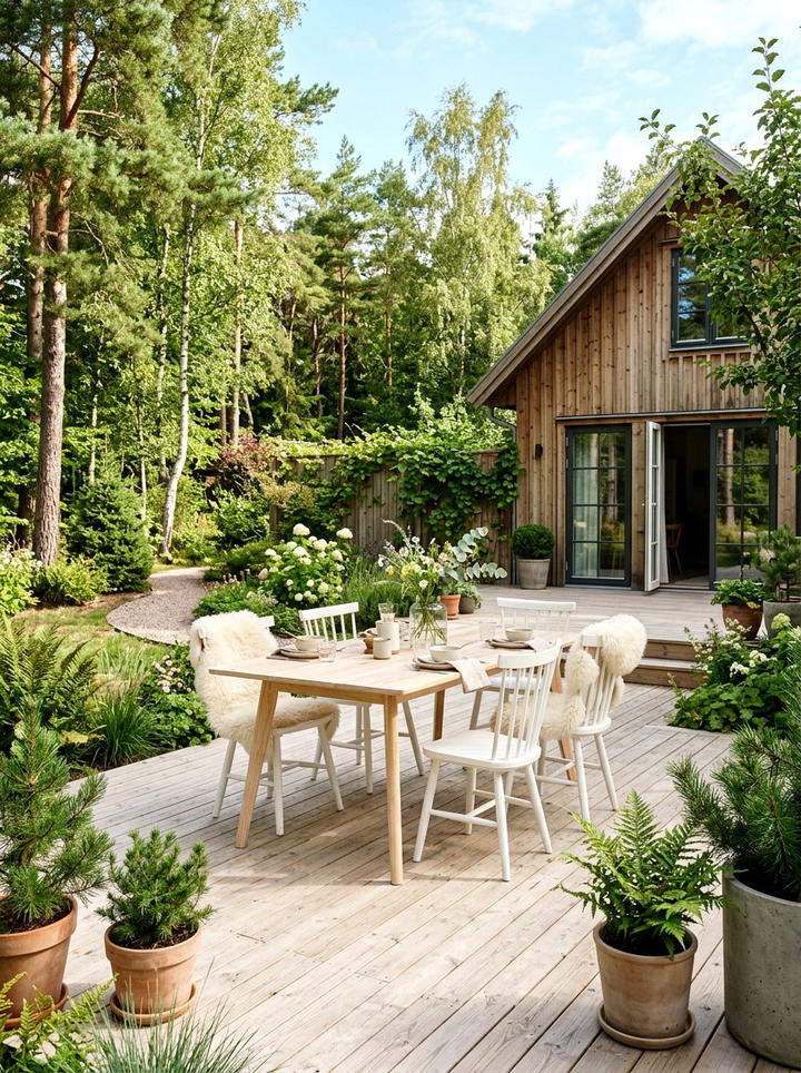 Scandi Style Backyard - 25 backyard decorating ideas with centerpiece tables