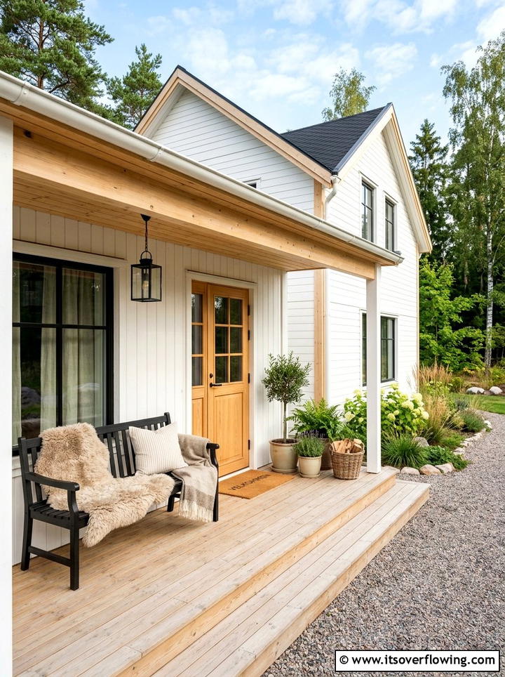 Scandinavian Front Porch - 25 front porch decor ideas with neutral tones