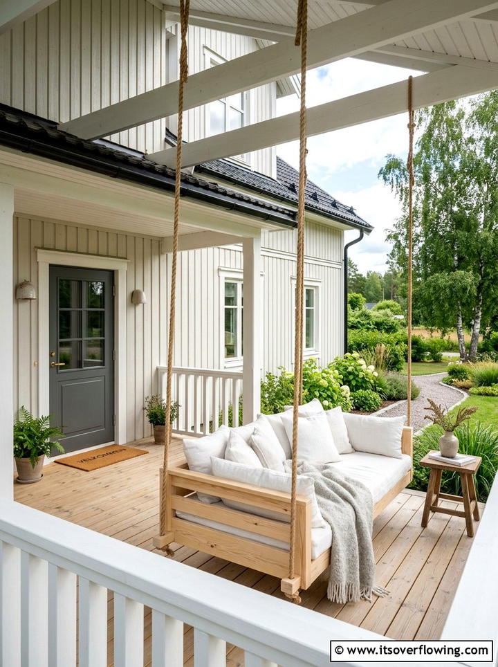 Scandinavian Inspired Front Porch - 25 front porch ideas with porch bed swing