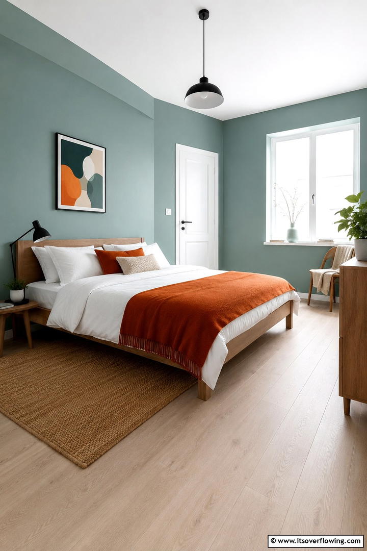 Scandinavian Teal and Orange Bedroom - 30 Teal & Orange Room Color Schemes for Vibrant Home Decor