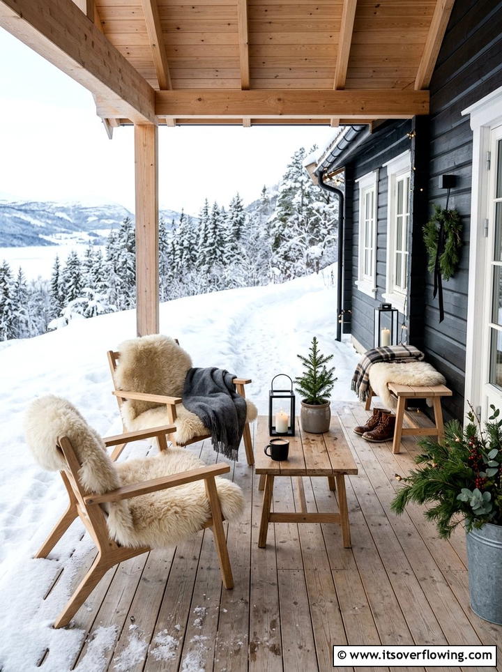 Scandinavian Winter Porch Style - 25 front porch ideas with winter decor