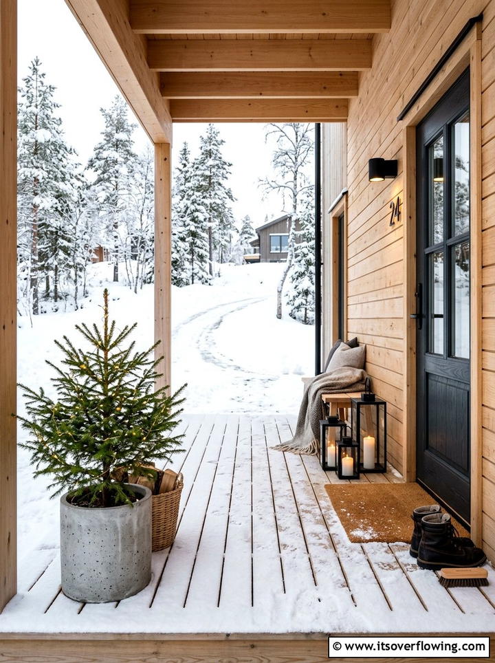 Scandinavian Winter Porch - 25 front porch decor ideas for christmas