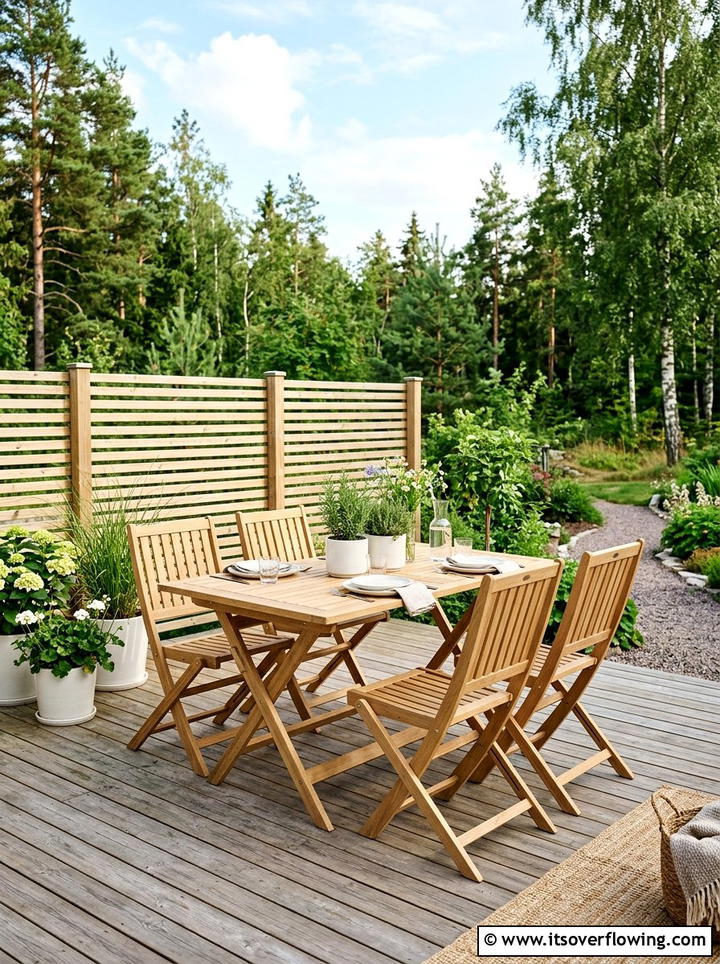 Scandinavian folding dining set - 25 small garden ideas with foldable seating