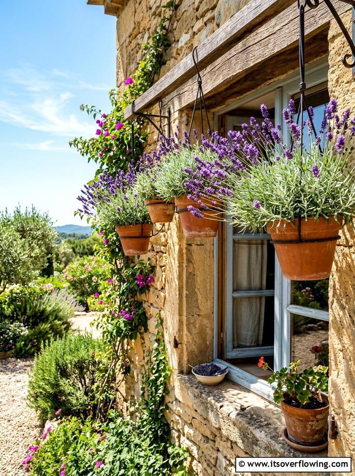Scented Lavender Hanging Pots - 25 small garden ideas with hanging baskets