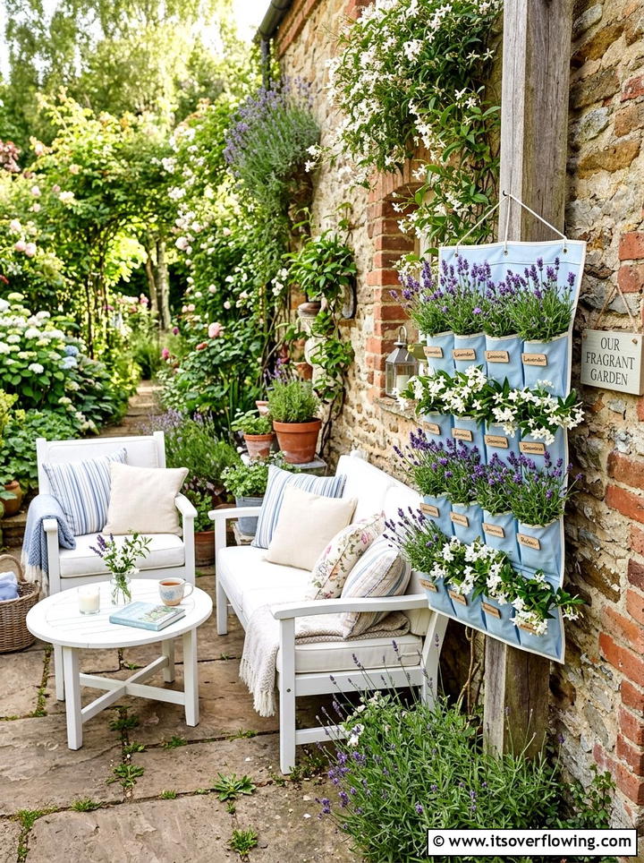 Scented garden wall - 25 upcycled garden ideas with shoe organizers