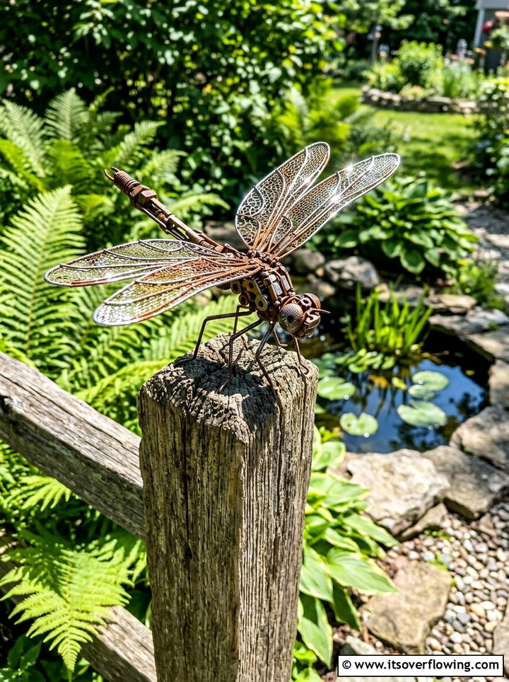 Scrap Metal Dragonfly - 25 recycled garden ideas with recycled metal art