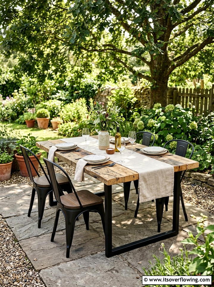 Scrap Wood Outdoor Dining Table - 25 backyard decorating ideas with reclaimed wood projects