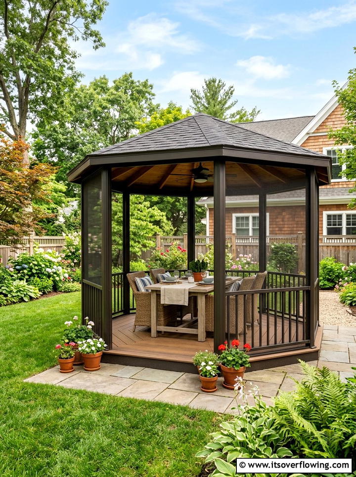 Screened Gazebo - 25 backyard ideas with gazebo
