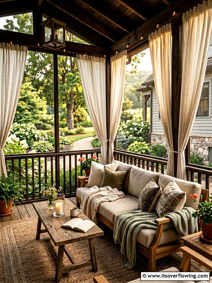 Screened Porch Curtain Panels - 25 front porch ideas with outdoor curtains
