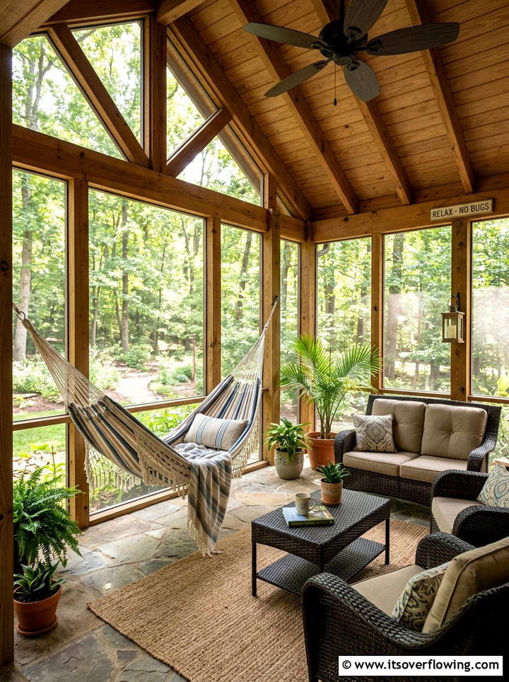 Screened Porch Hammock - 25 backyard ideas with hammock