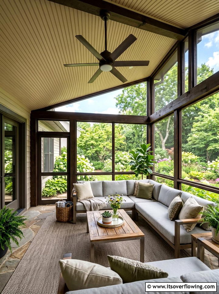 Screened in porch ceiling - 25 front porch ideas with beadboard ceiling