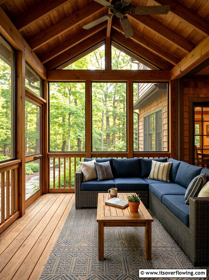 Screened in porch with wood floor - 25 front porch ideas with wood floor