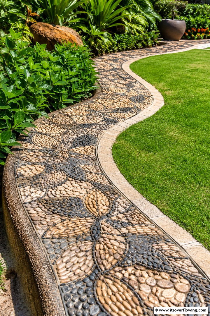 Sculpted Stone Mosaic Edge - 30 Stone Garden Edging Ideas for Defined Outdoor Spaces