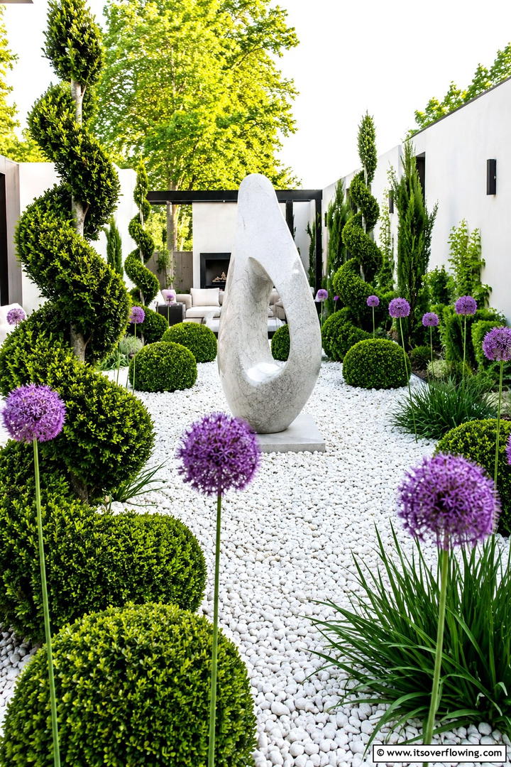 Sculptural Garden Accents - 30 Perennial Flower Bed Ideas for Year-Round Blooms