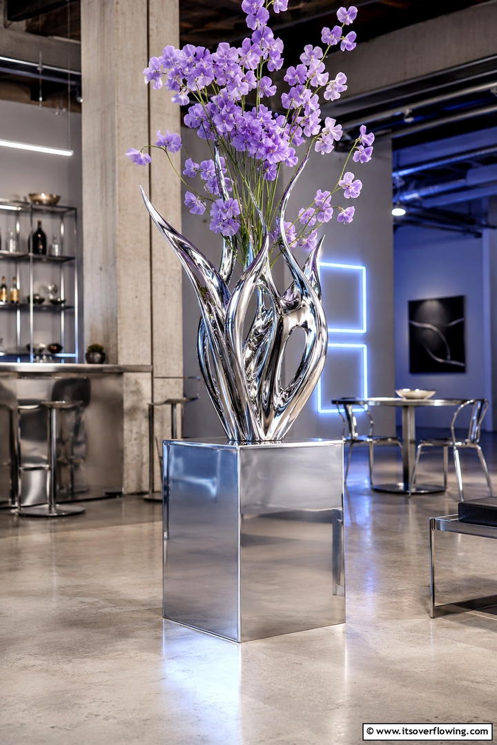 Sculptural Metallic Bloom - 30 Tall Wedding Centerpiece Ideas for Elegant Table Displays