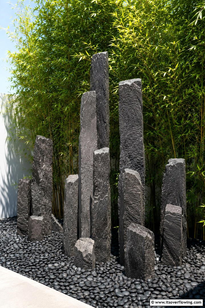 Sculptural Rock Display - 30 Stone Garden Ideas for Natural Outdoor Landscaping Designs