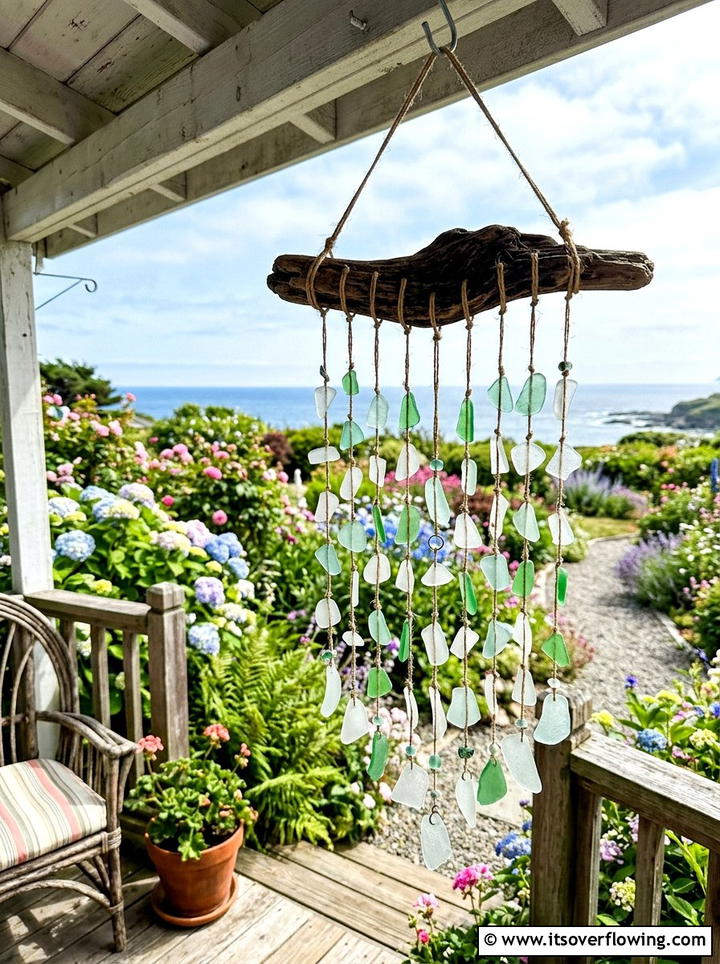 Sea Glass Wind Chime - 25 recycled garden ideas with recycled glass art