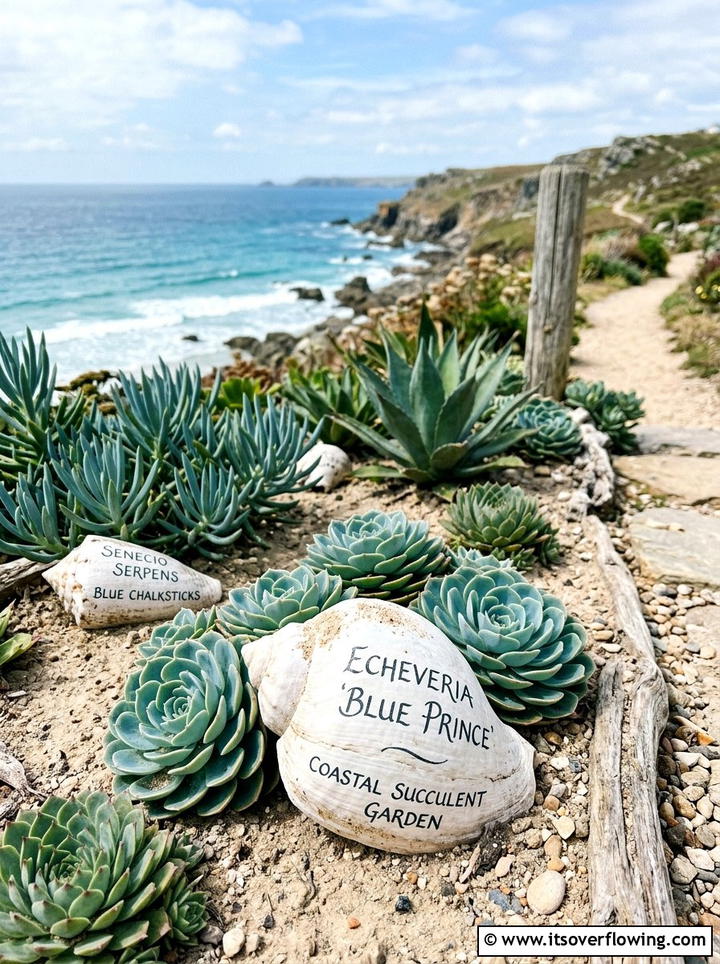 Sea shell markers - 25 recycled garden ideas with plant labels
