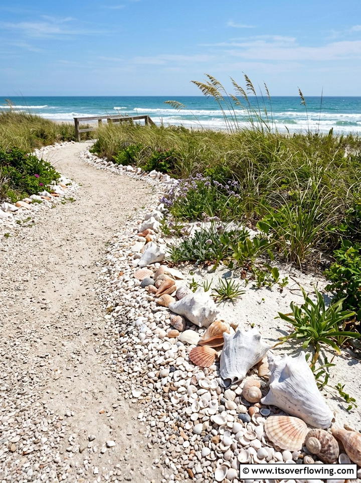 Seashell Garden Border - 25 upcycled garden ideas with garden edging