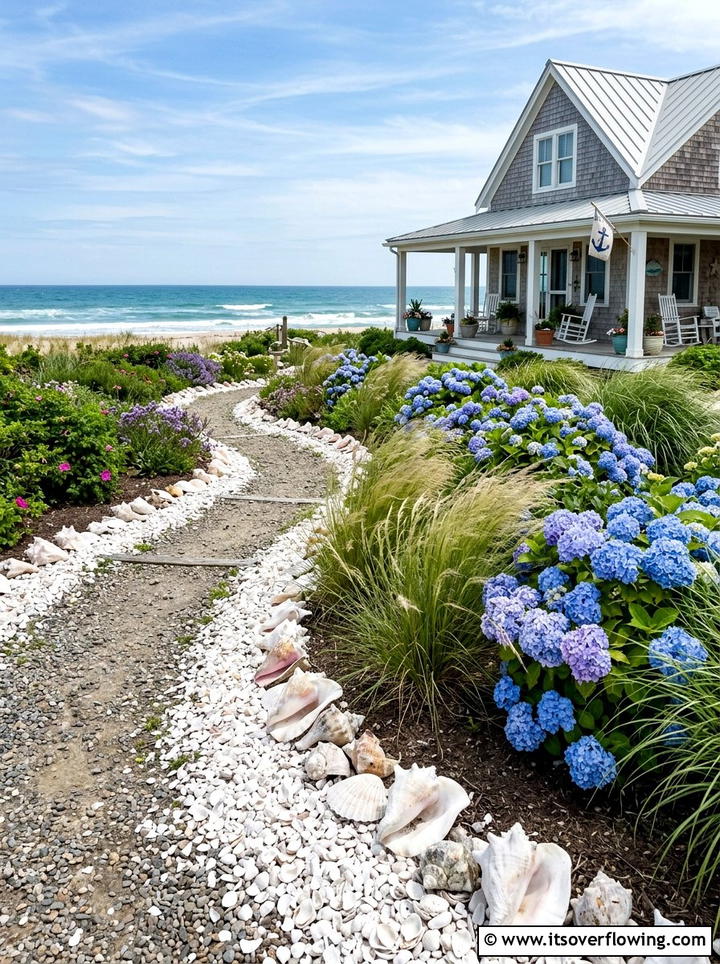 Seashell garden edging - 25 garden ideas with garden edging