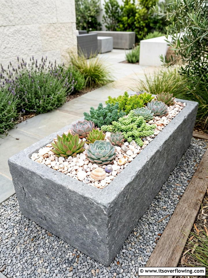 Seashell mulch for succulents - 25 garden decor ideas with shell accents