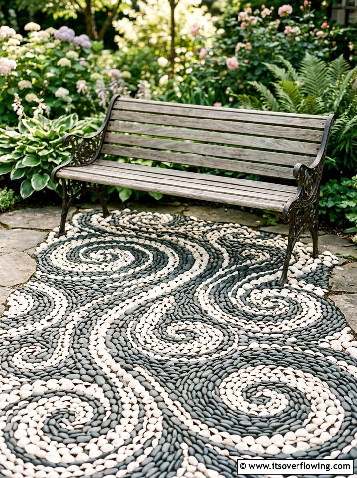 Seashell pebble mosaic - 25 garden decor ideas with shell accents