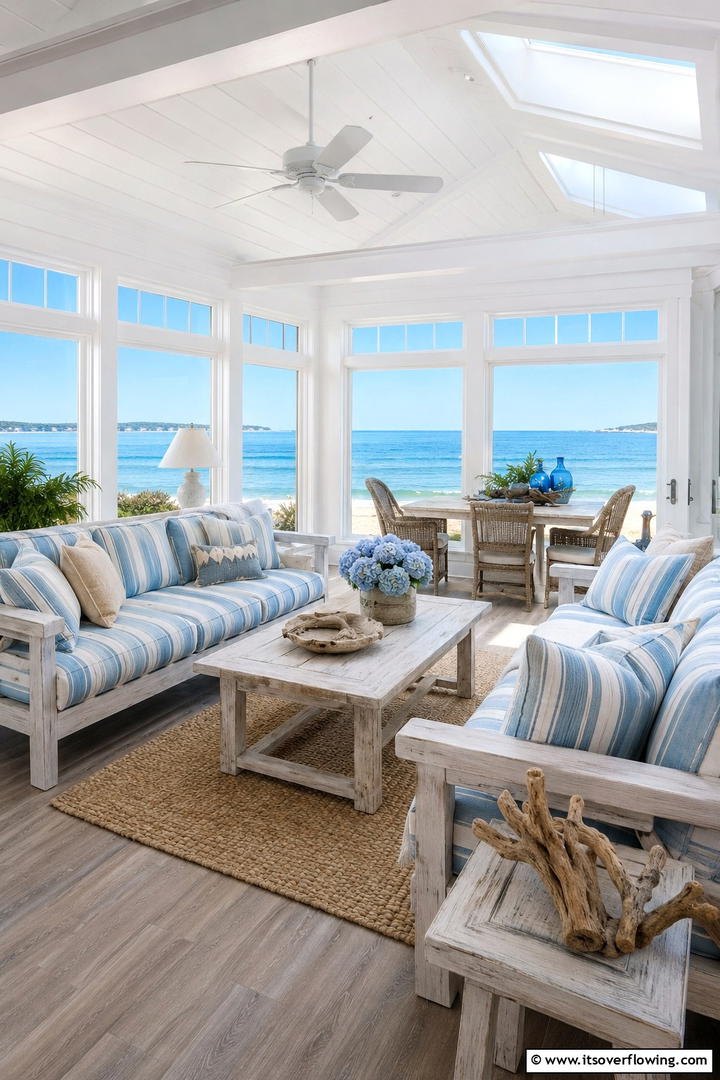 Seaside Inspired Sunroom - 30 Small Sunroom Ideas for Bright, Multi-Functional Spaces