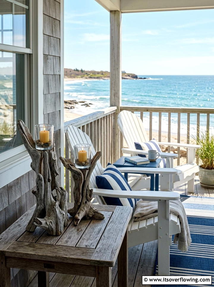Seaside driftwood candle holders - 25 front porch decor ideas with candle holders