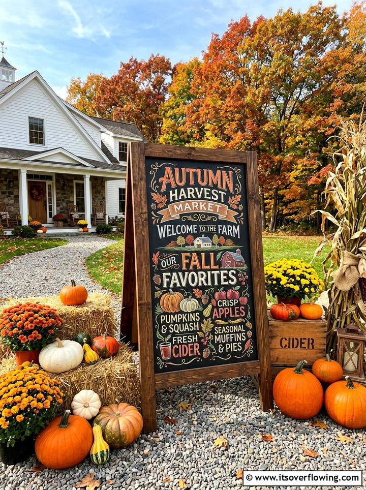 Seasonal Chalkboard Sign - 25 front porch decor ideas with signs