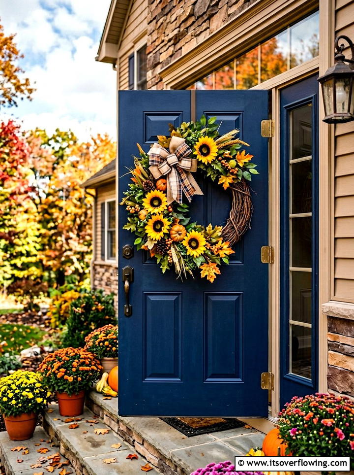 Seasonal Door Wreath - 25 front porch decor ideas on a budget