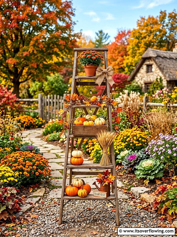 Seasonal Garden Ladder - 25 backyard ideas with old ladder planter