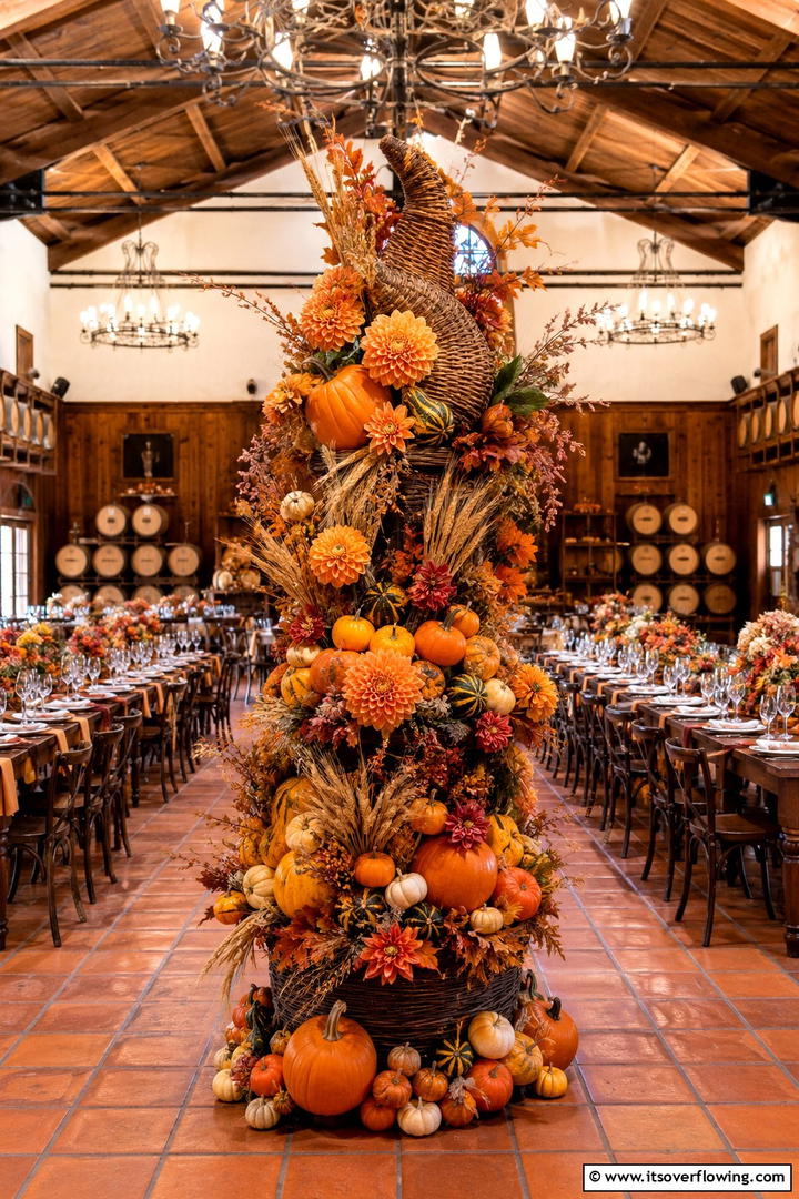 Seasonal Harvest Tower - 30 Tall Wedding Centerpiece Ideas for Elegant Table Displays