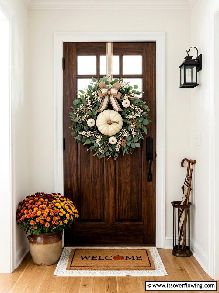 Seasonal Wreath Door - 25 backyard decorating ideas with seasonal decor