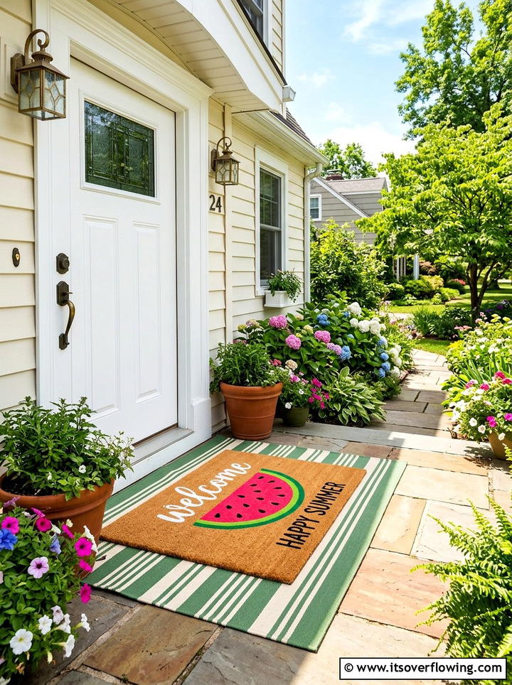 Seasonal door mat - 25 front porch decor ideas for summer