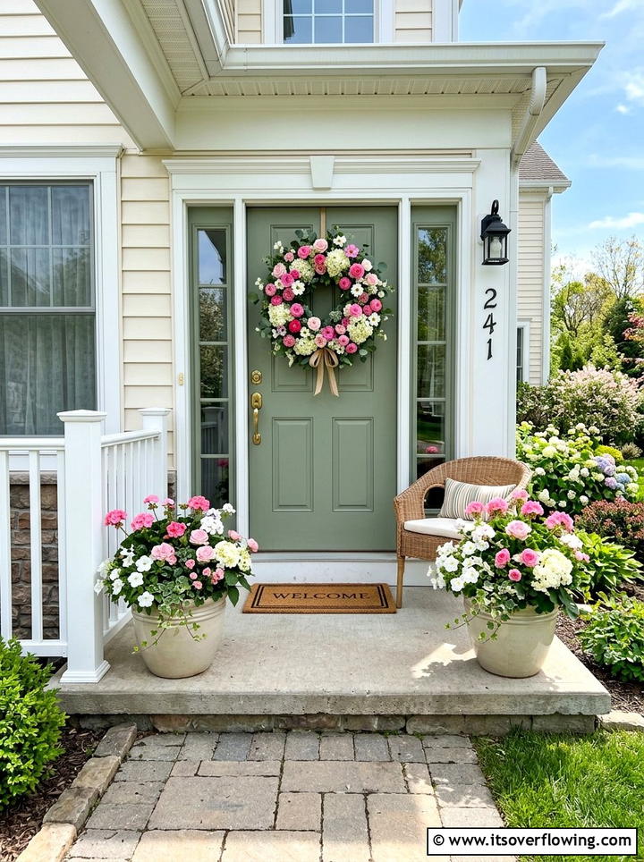 Seasonal porch wreath - 25 front porch decor ideas with planters
