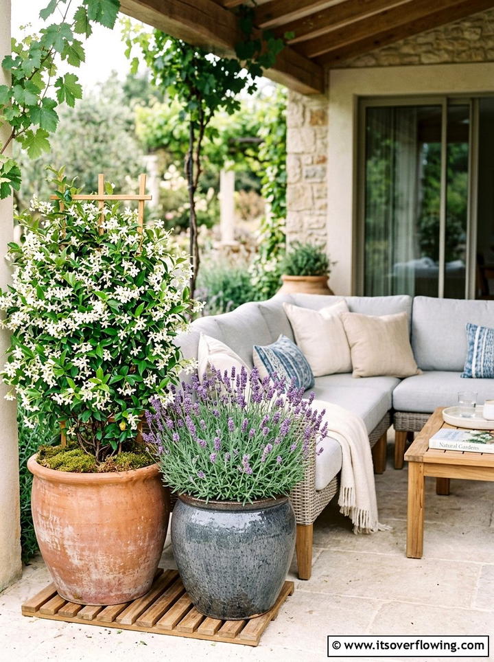 Seating Area Potted Plant - 25 backyard ideas with pot clusters