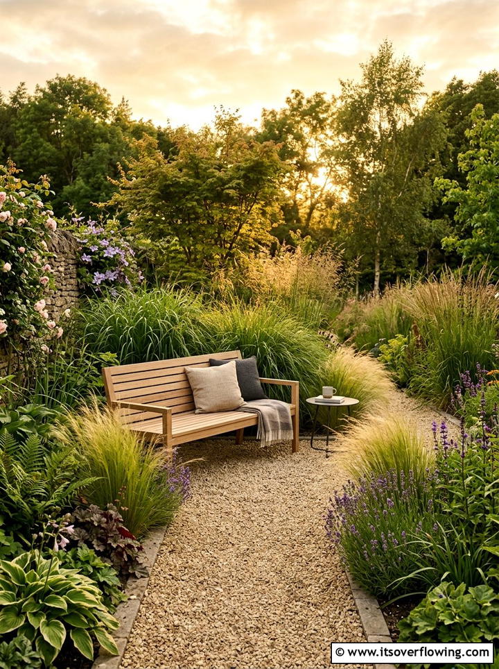 Seating area garden - 25 creative garden ideas with minimal planting palette
