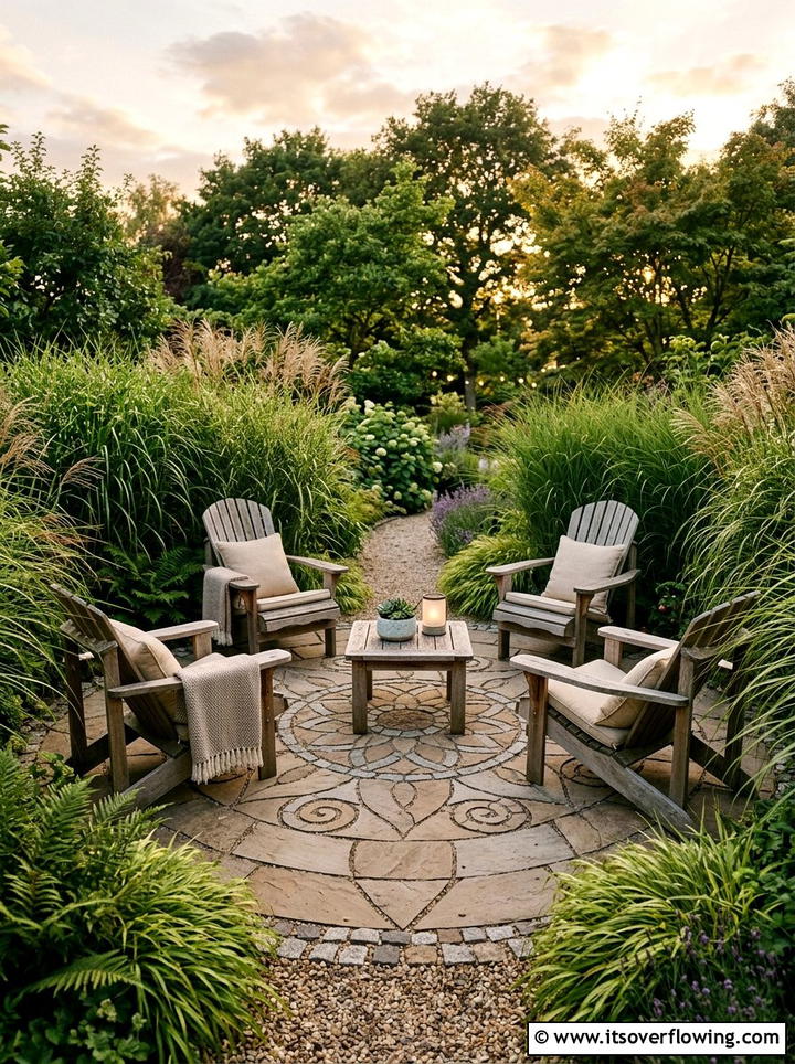 Seating area mandala - 25 creative garden ideas with mandala gardens