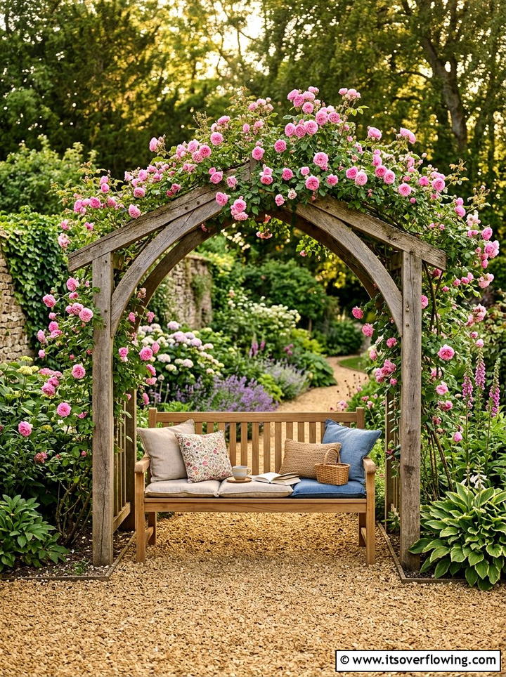 Seating area with arch - 25 garden ideas with arches