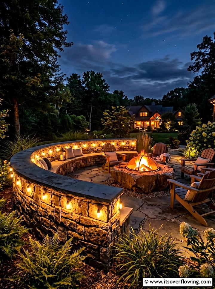 Seating wall lights - 25 garden decor ideas with string bulb lights